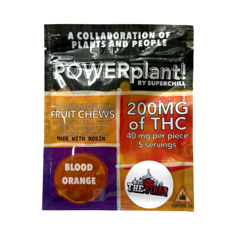 POWERplant Blood Orange Fruit Chews 200MG THC Front