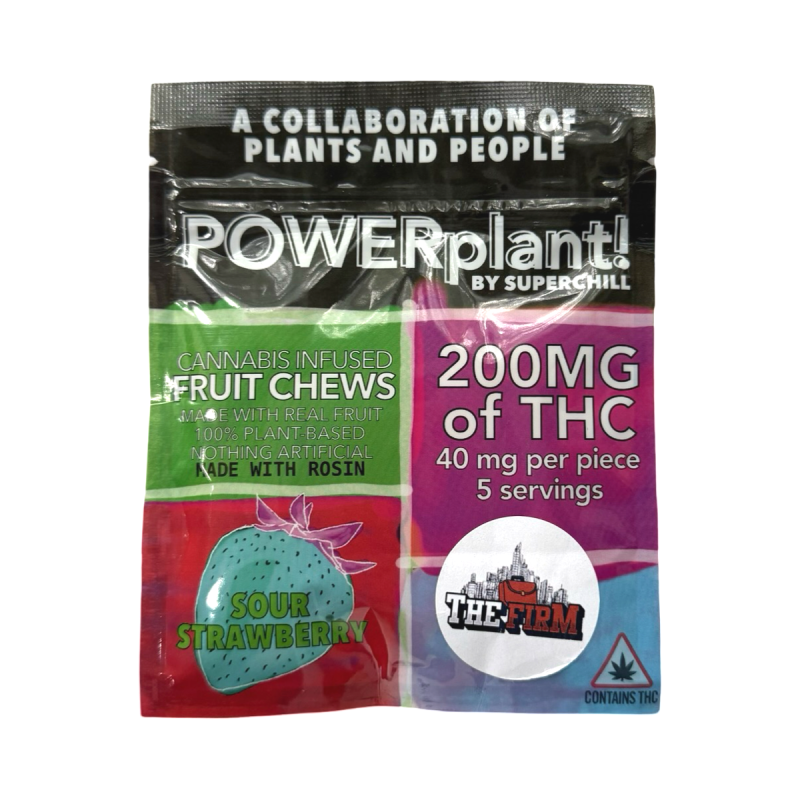 POWERplant Sour Strawberry Fruit Chews 200MG THC Front