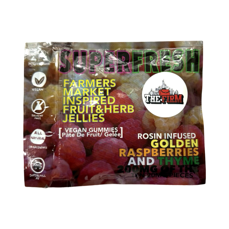 SUPERFRESH Golden Raspberries and Thyme Rosin Gummies 200MG THC Front