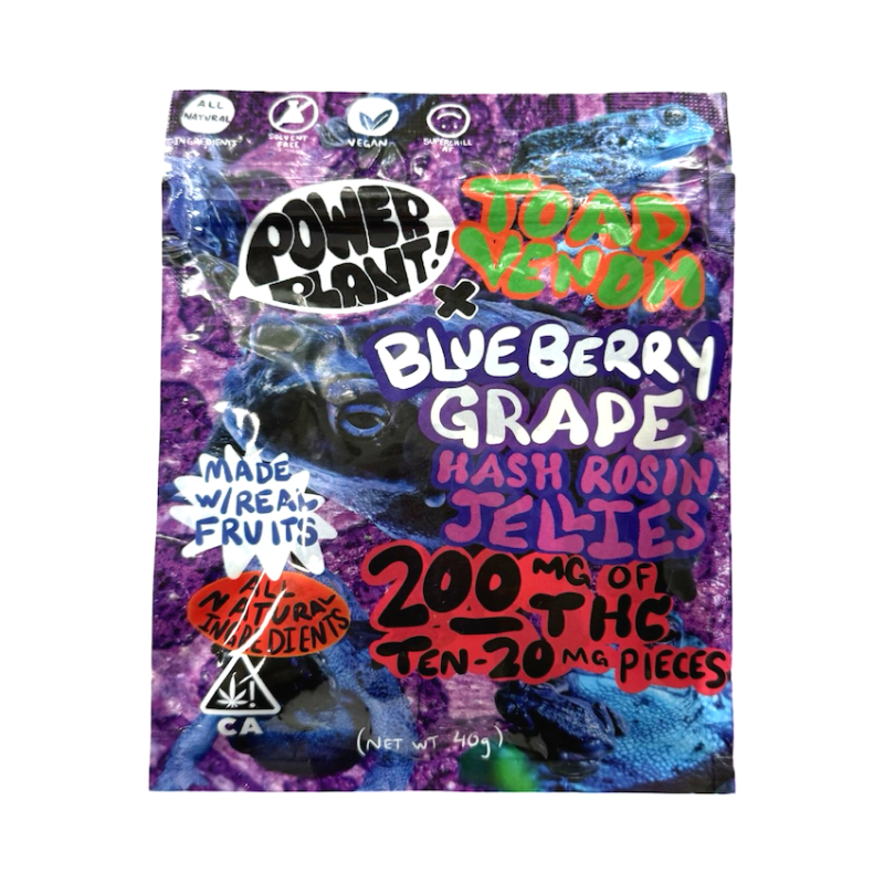 POWERplant x Toad Venom Blueberry Grape Rosin Jellies 200MG THC Front