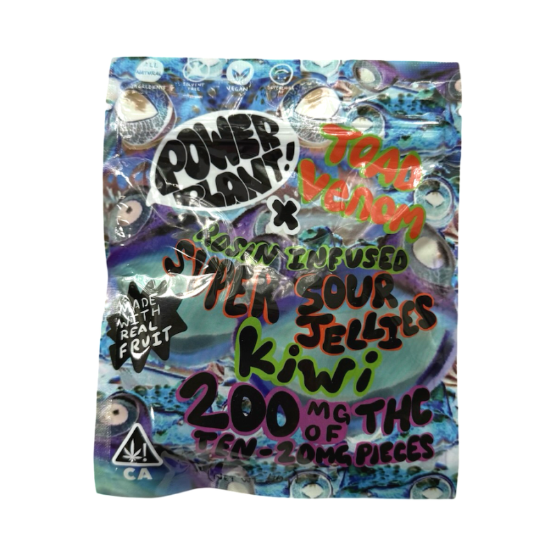 POWERplant x Toad Venom Super Sour Kiwi Rosin Jellies 200MG THC Front