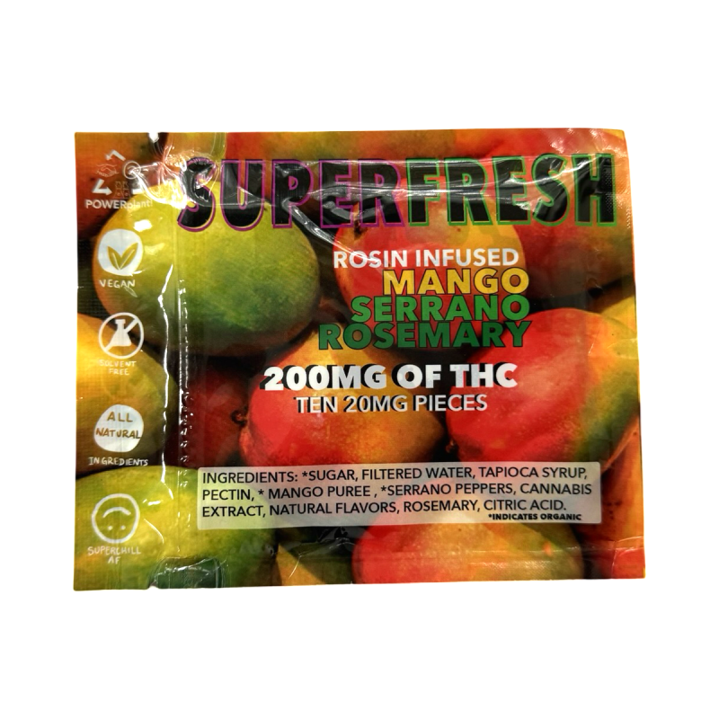 SUPERFRESH Mango Serrano Rosemary Gummies Ingredients Back