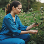 A calming cannabis flower setup with a cup of tea and soft natural lighting, symbolizing peace and anxiety relief in Atlanta