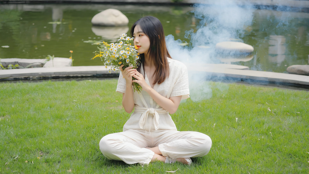 Balcony in Midtown Atlanta with THCA flower and preroll at sunset